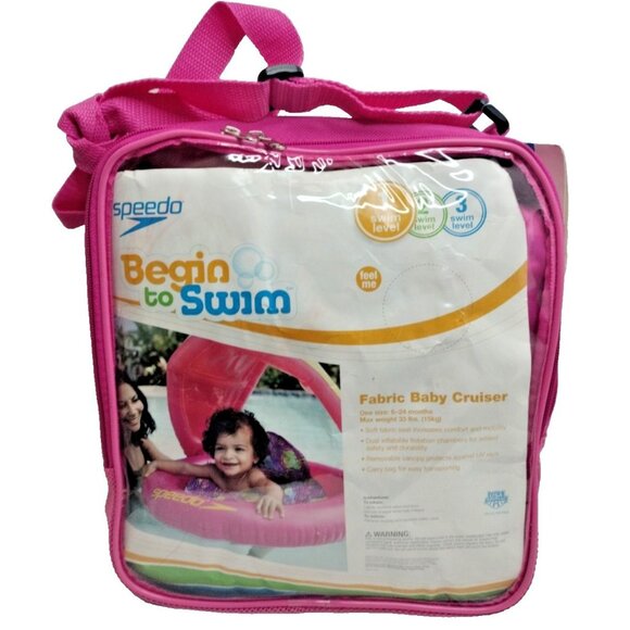Speedo Baby Swim Flotation Baby Cruiser With Canopy Begin to Swim , Bright Pink - Picture 1 of 11